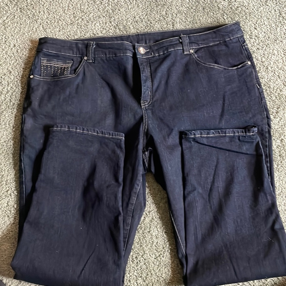 CJ Bank Dark Blue Rhinestone Denim 24W